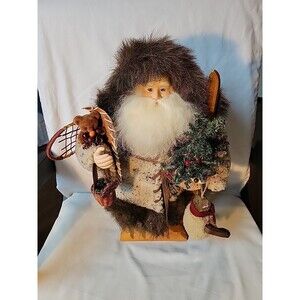 2001 Grandeur Noel Collector’s Edition 17” Fabric Santa Country Snow Wool Coat